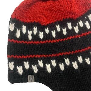 The North Face‎ Boy Hat Knit Beanie Ear Flaps Braided Brown Winter